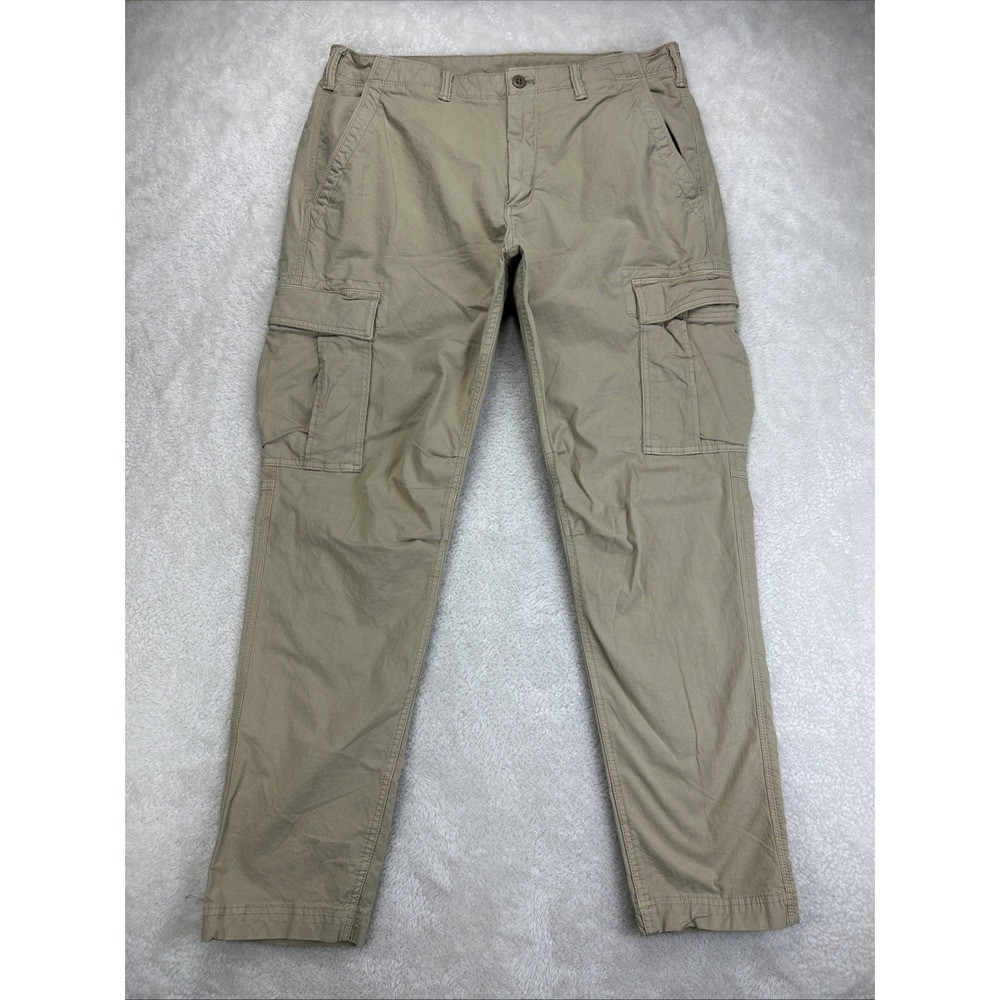 Gap EUC Khaki cotton stretch rip stop military cargo trousers pants Mens 36 32